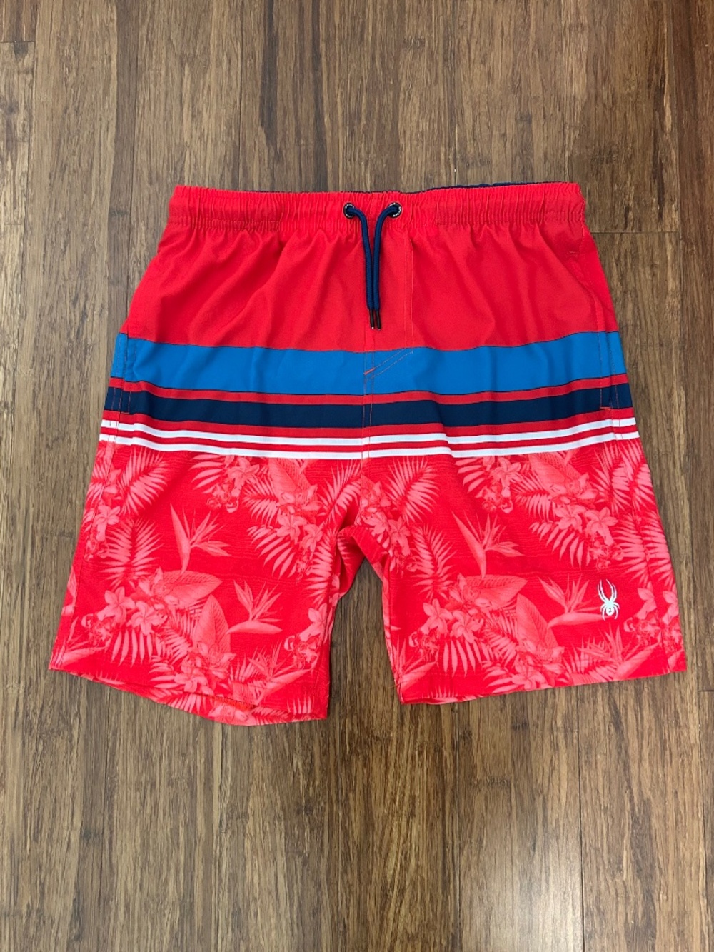 Spyder Red Hawaiian Print Board Shorts Swim Trunk- Size XL (18-20)-Never Worn